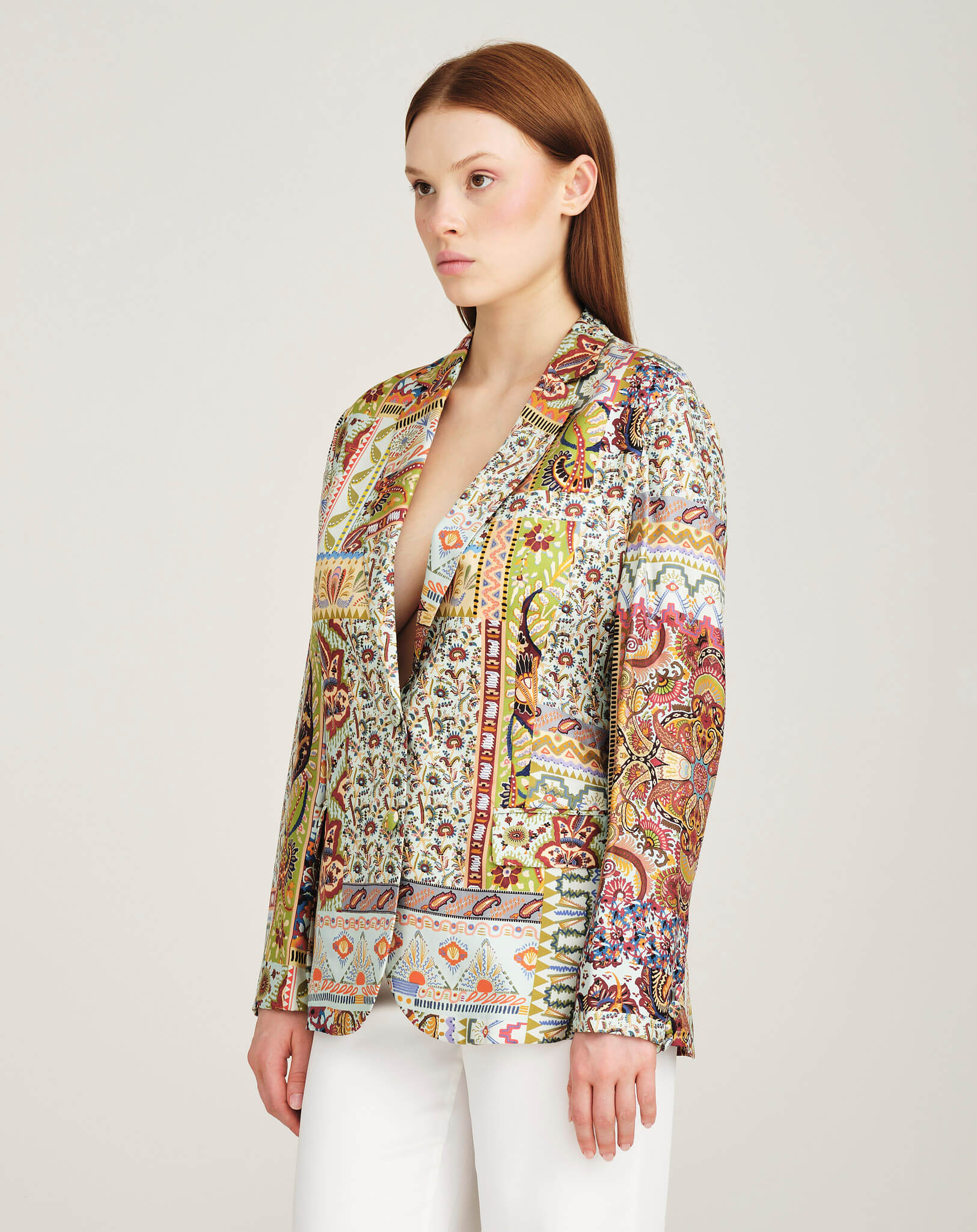 Etro - Ethnic Print Silk Blazer Jacket IT42